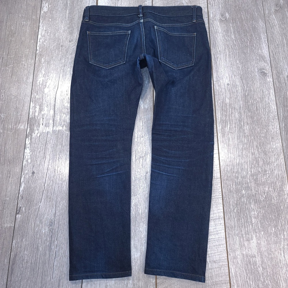 Uniqlo Jeans Men Size 33x28 Dark Blue Slim Fit Stretch Selvedge Denim - Picture 2 of 7